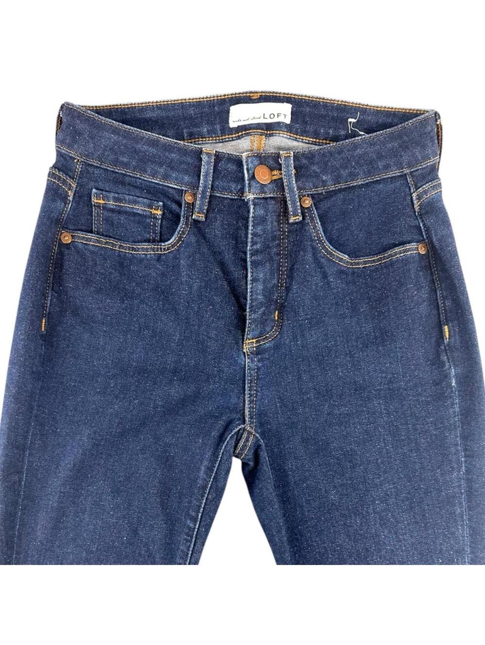 LOFT Dark Wash Flare Jeans Navy Blue Classic Five Pocket - Picture 4 of 8